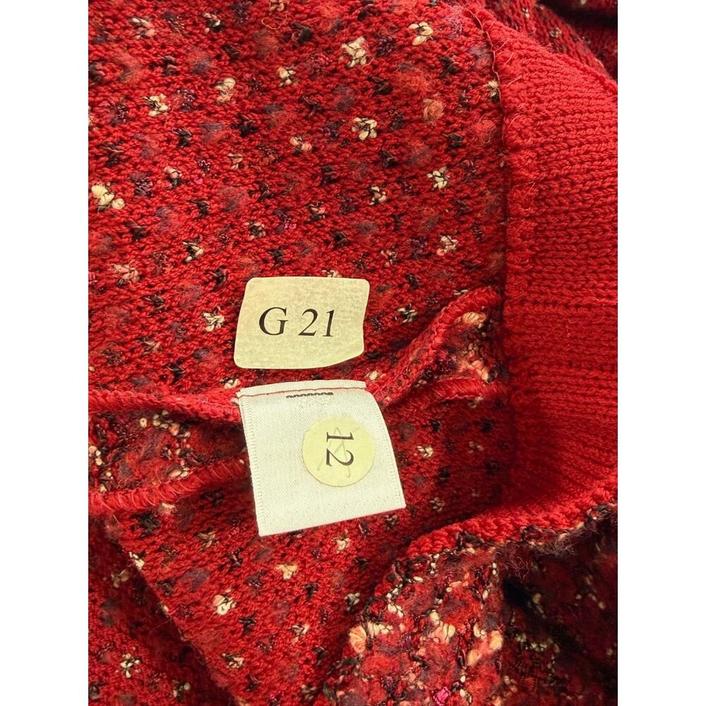 St. John Collection Claret Classic Knit Tweed Boucle Jacket Button Down Size XL - Picture 11 of 12